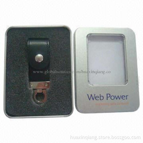 USB Memory Drive with Leather Material, 512MB-16GB Capacity, Logo Design, 5-year Warranty, USB2.0